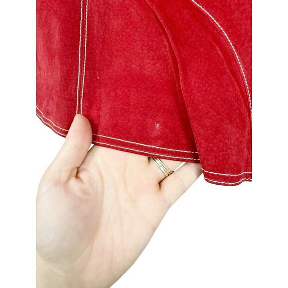 Vintage Boston Proper Y2K Style Red Leather Suede Blazer Womens Size 4 - Picture 6 of 9